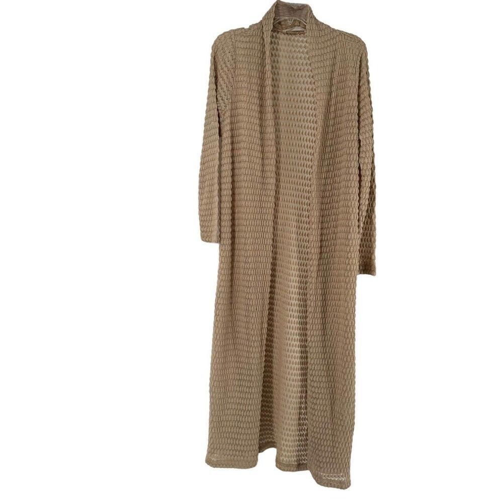 Soft Surroundings Duster Cardigan Open Front Size S Tan Longline Lightweight Top